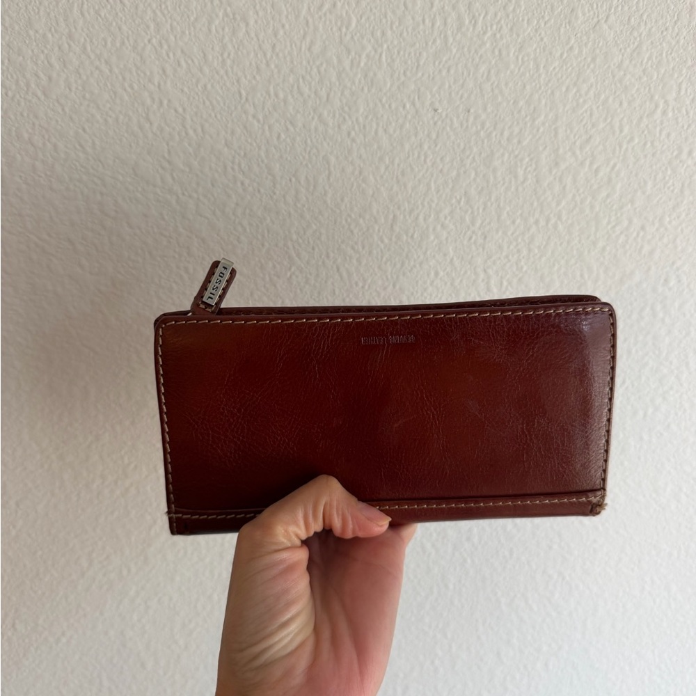 Brown Leather Zip Wallet